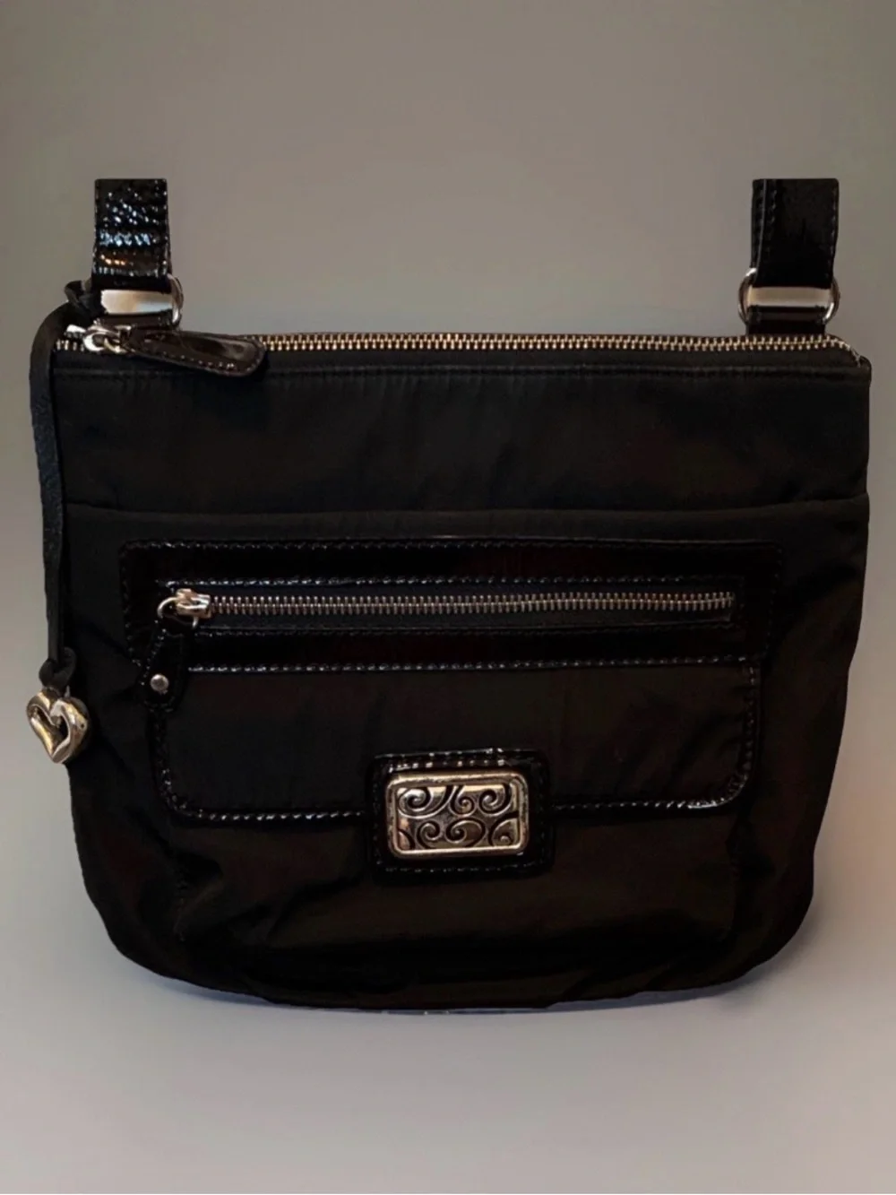 Brighton Black Crossbody Bag with Silver-Tone Accents